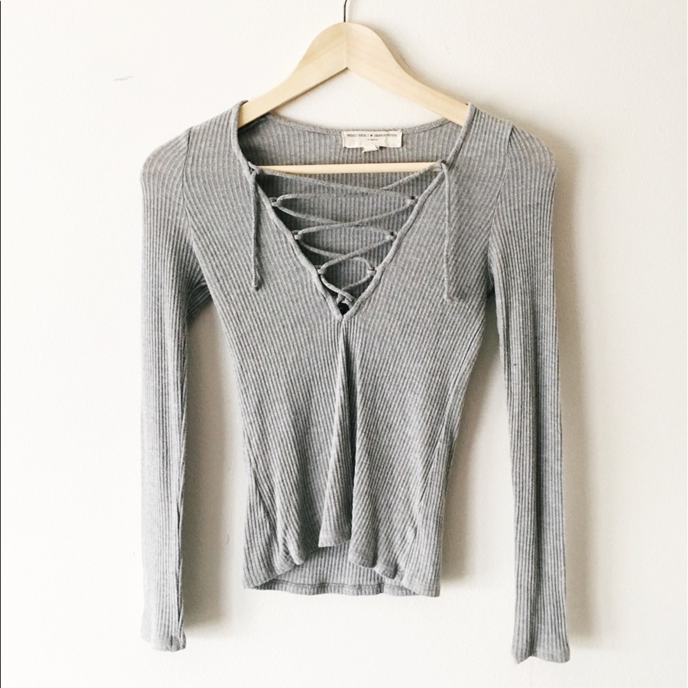 Tight Tie Lace Up Top Long Sleeve